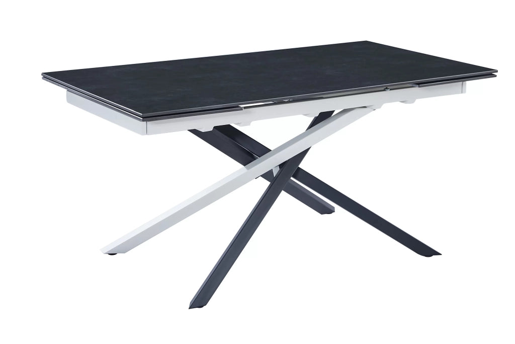 Mobili 2g - tavolo moderno allungabile piano pietra grigio scuro 160x90x78 - Mobili 2G