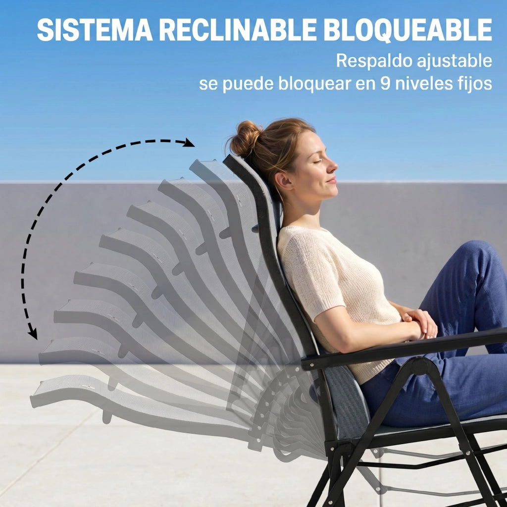 Sedia Reclinabile Pieghevole da Giardino con Cuscino Lomboare ¨C zephmum ¨C Grigio 70x65x111 cm