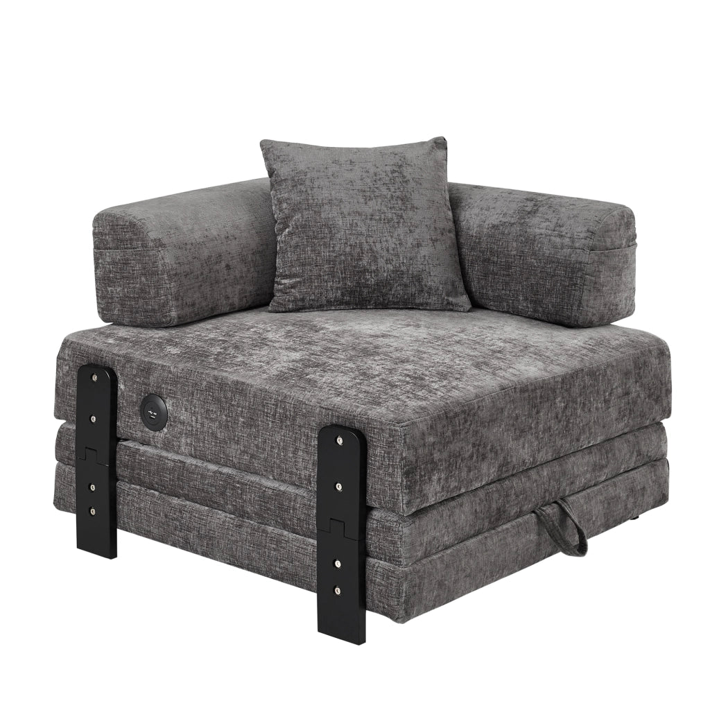 Divano Letto Pieghevole con Funzione Letto e Contenitore ¨C MINIMAL ¨C Beige / Grigio Scuro