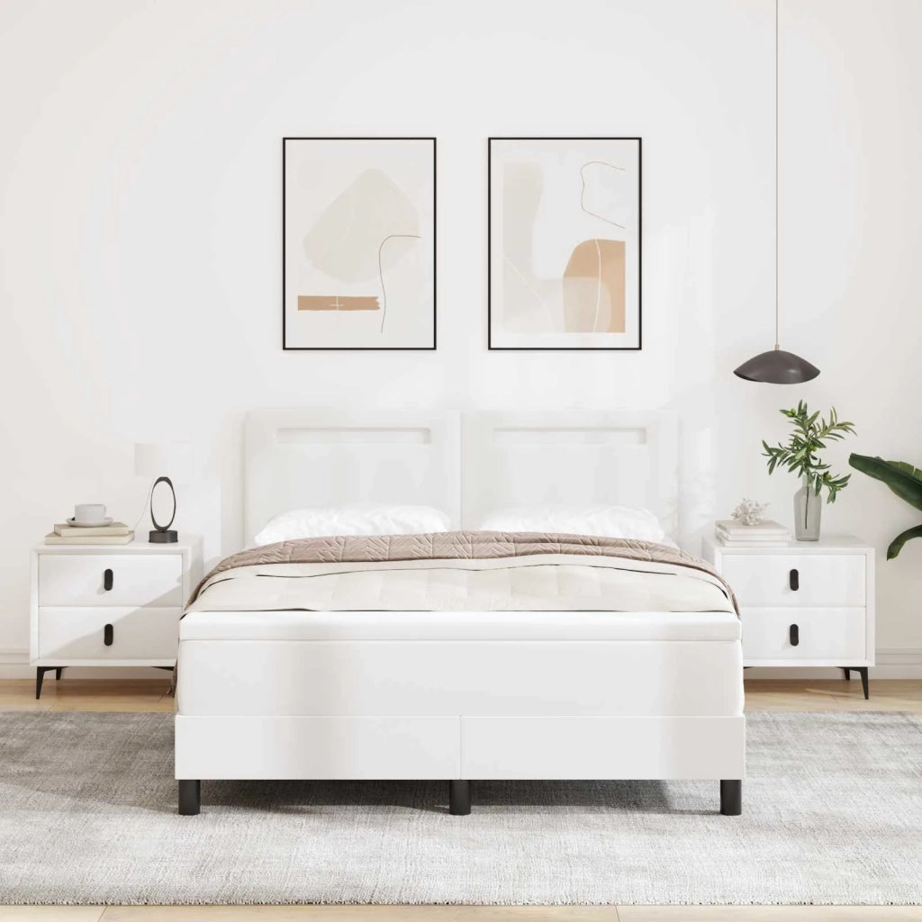 Letto a molle con materasso Bianco 140 x 190 cm Pelle sintetica 3339049