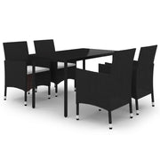 Set da pranzo da giardino 5 pezzi con cuscini resina intrecciata e vetro 02_0014848