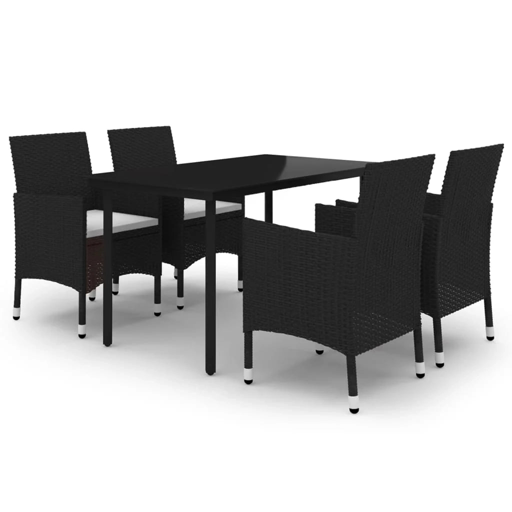 Set da pranzo da giardino 5 pezzi con cuscini resina intrecciata e vetro 02_0014848