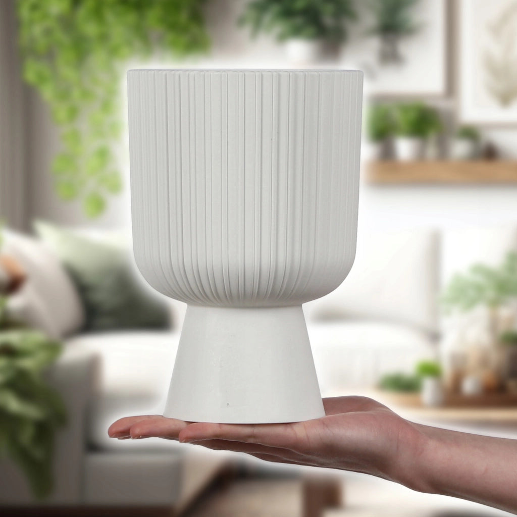 Vaso da fiori KADAX, vaso da fiori da giardino, copertura in plastica, 14 cm, supporto per fiori, bianco