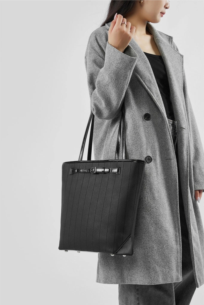 Borsa tote Lazy Style in vera pelle nera