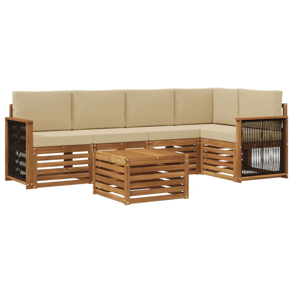 Set divano sezionale con cuscino 5 pcs Naturale