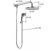 Kit doccia deviatore con doccetta, soffione 20 cm e braccio 30 cm