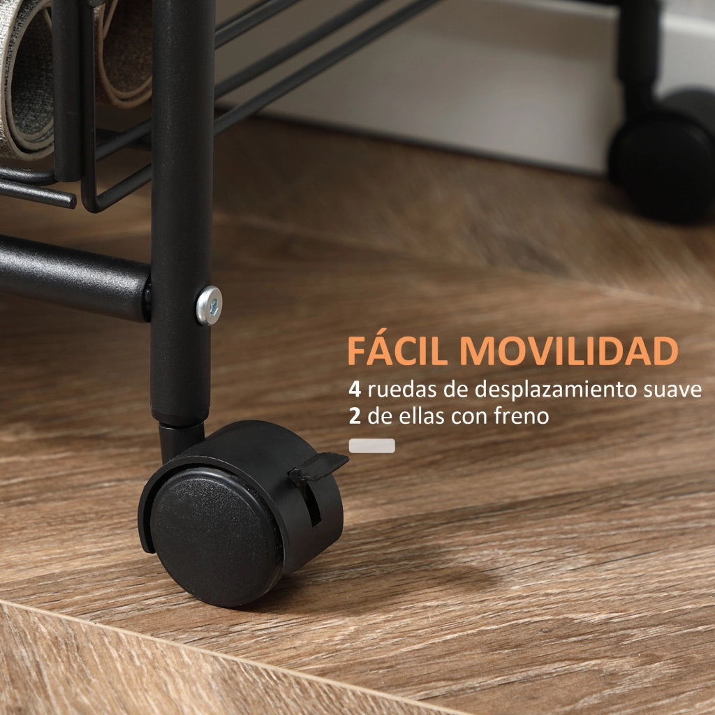 Carrello Portautensili da Cucina con 3 Ripiani e Ruote ¨C zephmum ¨C 60x38x85,5 cm Marrone
