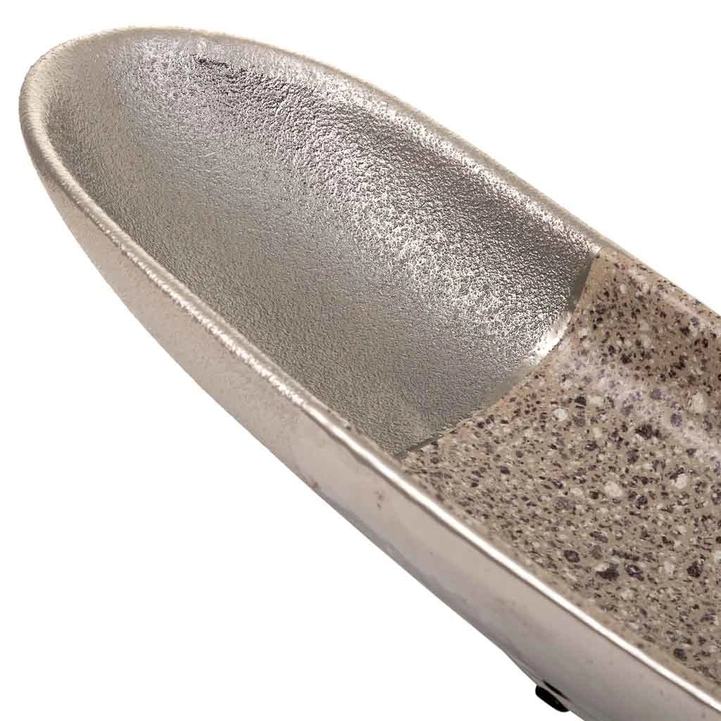 Centrotavola in ceramica argento 43x12x5,5h