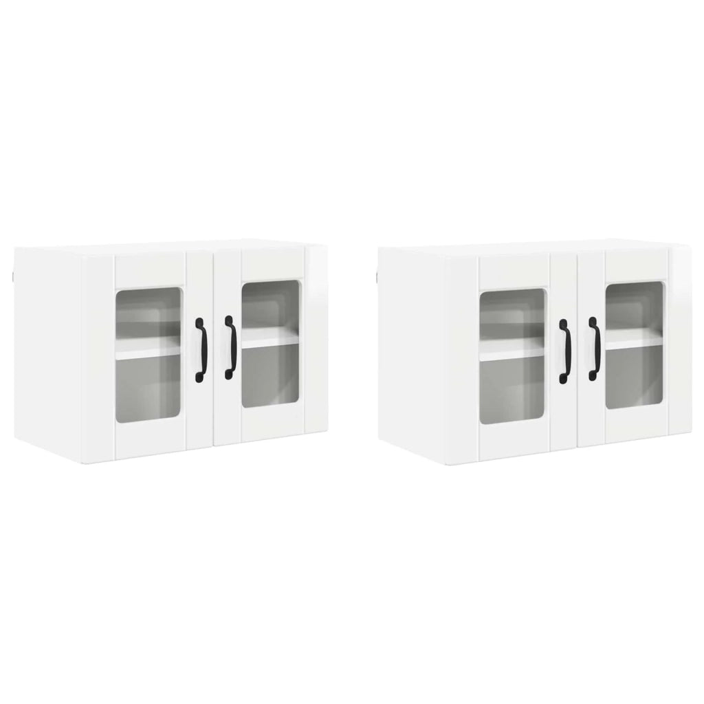 Set di 2 pensili da cucina moderni pratici per riporre oggetti 60 x 31 x 40 cm realizzati in legno composito bianco lucido 02_0054318