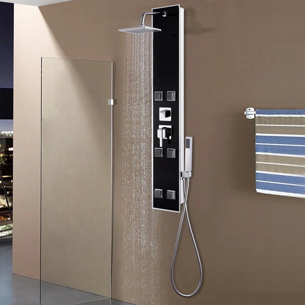Pannello Doccia in Vetro 18x42,1x120 cm Nero CFW7270886