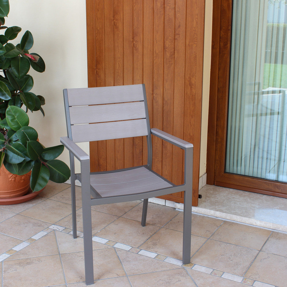 Poltrona Cervia Impilabile 58x58x89 h cm in Alluminio Taupe