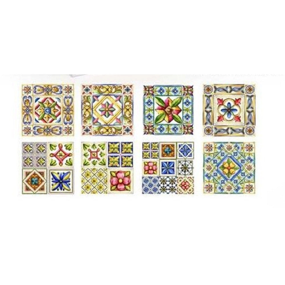 Trade Shop - Piastrella Ornamentale Ceramica 11x11 Cm Terra E Sole 9 Decori Assortiti 825637 -