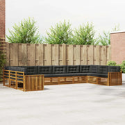 Set divani 7 pcs Naturale e Antracite Legno di Acacia Massello