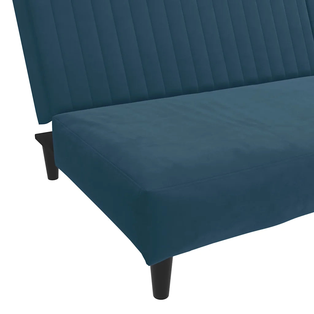 Divano Letto a 2 Posti Blu in Velluto 375925