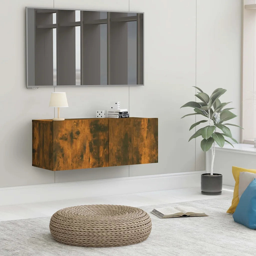 Mobile TV | Armadietto TV | Mobile Porta TV Rovere Fumo 80x30x30 cm in Legno Multistrato