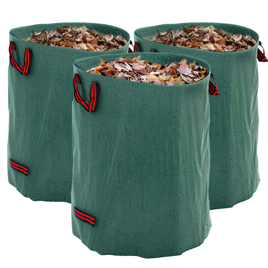 Set 3 Sacchi per Rifiuti da Giardino Ø67x84 cm da 300 L Richiudibili e Riutilizzabili Verde