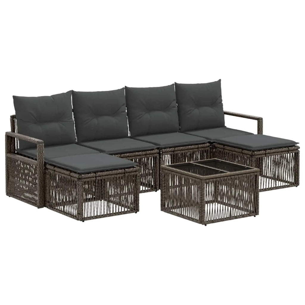 Set Divano da Giardino 7 pcs Grigio polyrattan 3435794