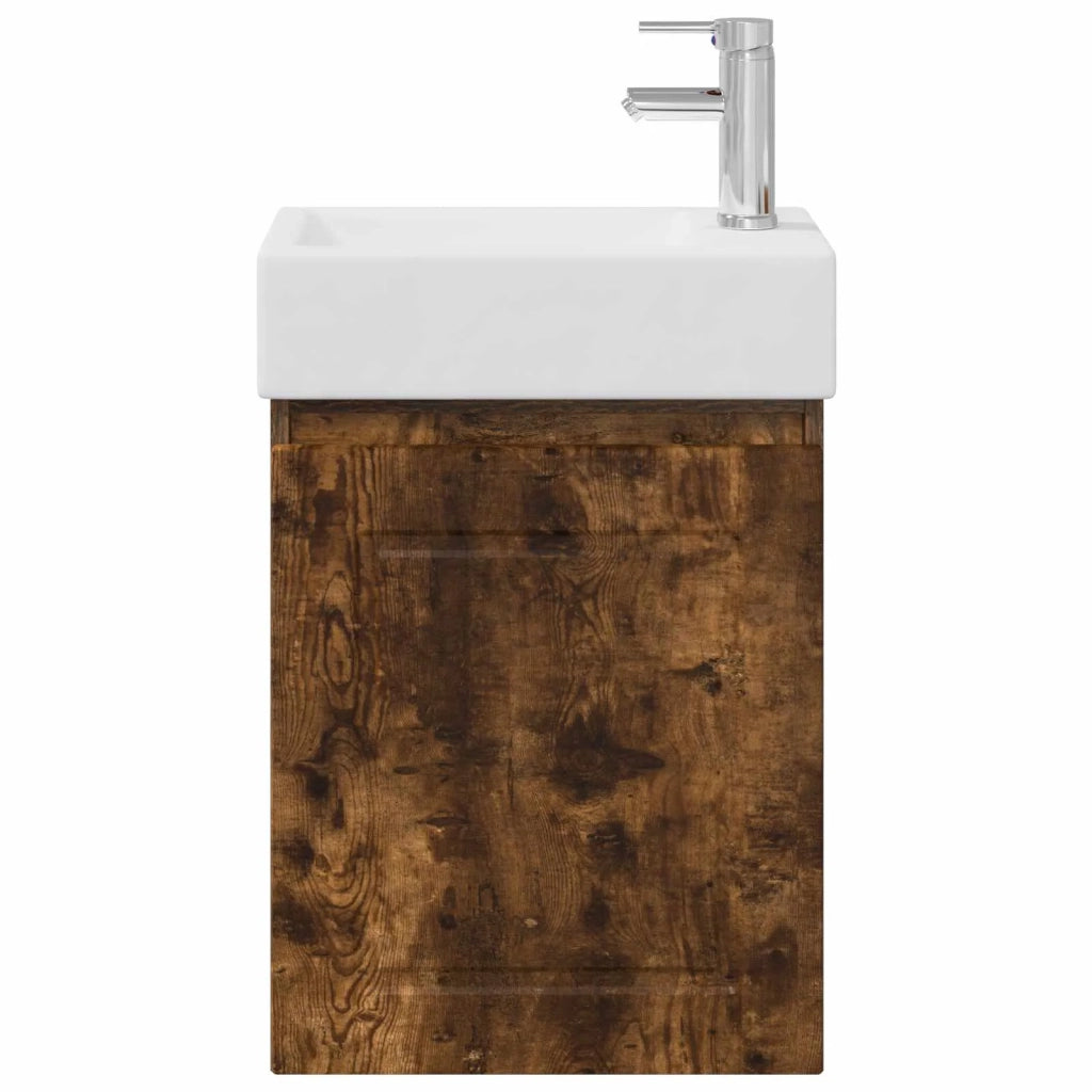 Mobile bagno con rubinetto Rovere Fumo 45,5 x 22,5 x 84 cm 889516