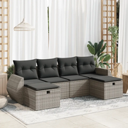 vidaXL Set Divano da Giardino 6 pz con Cuscini Grigio in Polyrattan