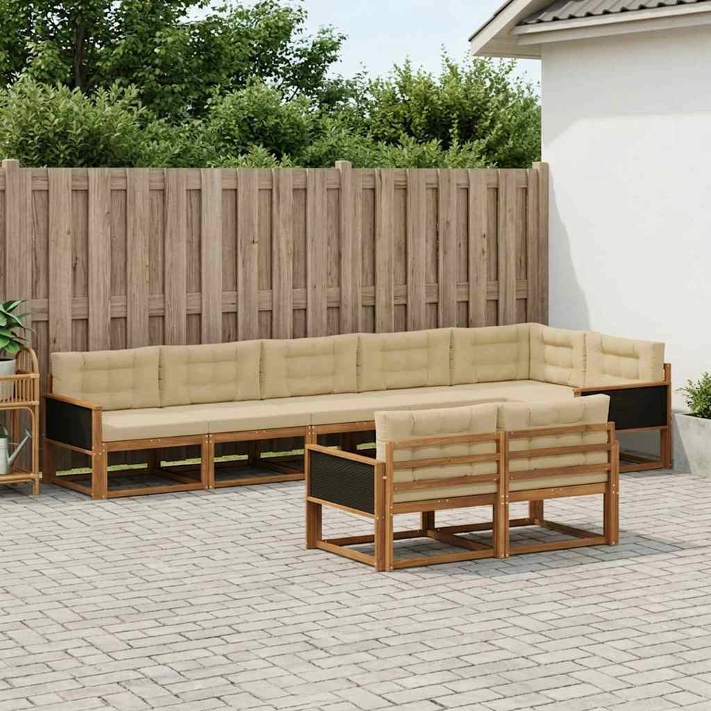 Set di divani da esterno 8 pz Naturale e Beige 3382656