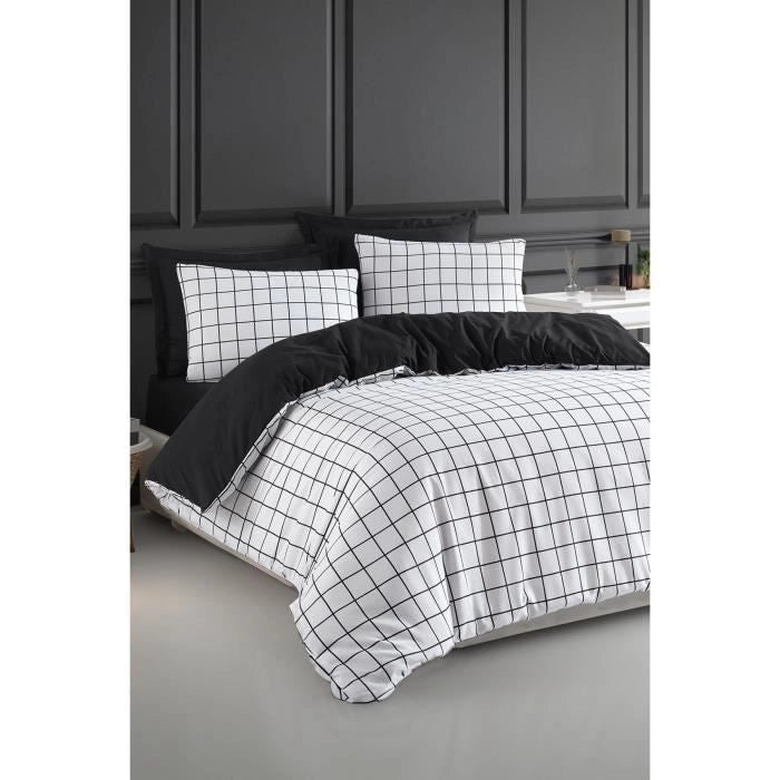 Completo letto - 1 copripiumino 220 x 240 cm + 2 federe 60 x 60 cm - 65% cotone, 35% poliestere - Bianco