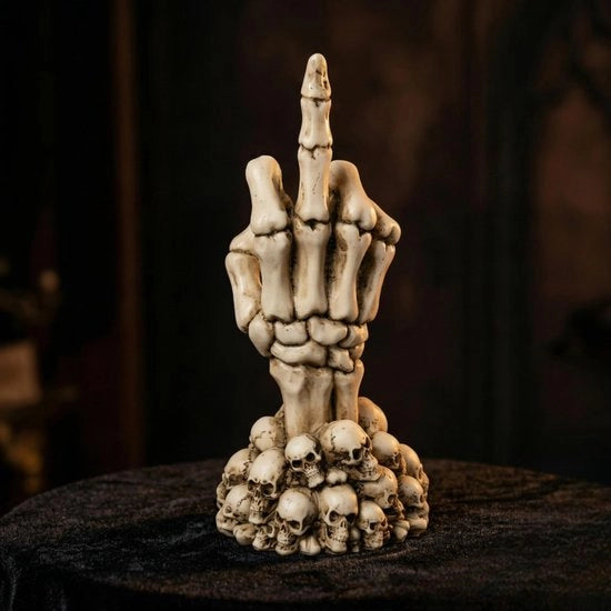 Figura decorativa di una mano scheletrica - Horror gotico - Scultura di testa morta - Bambola in poliuretano - 15 cm - Umorismo nero