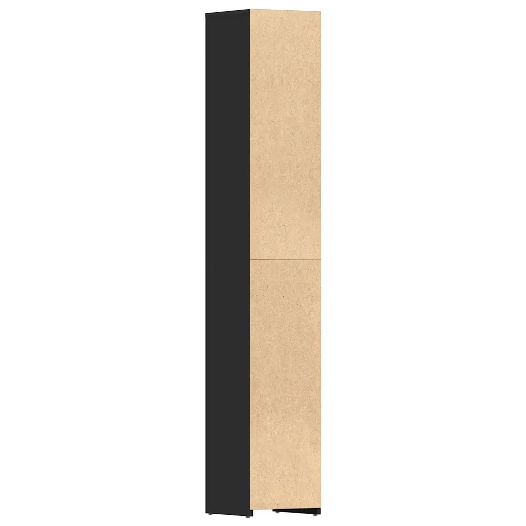 Mobile da Bagno Nero 30x30x183,5 cm in Legno tecnico 802598