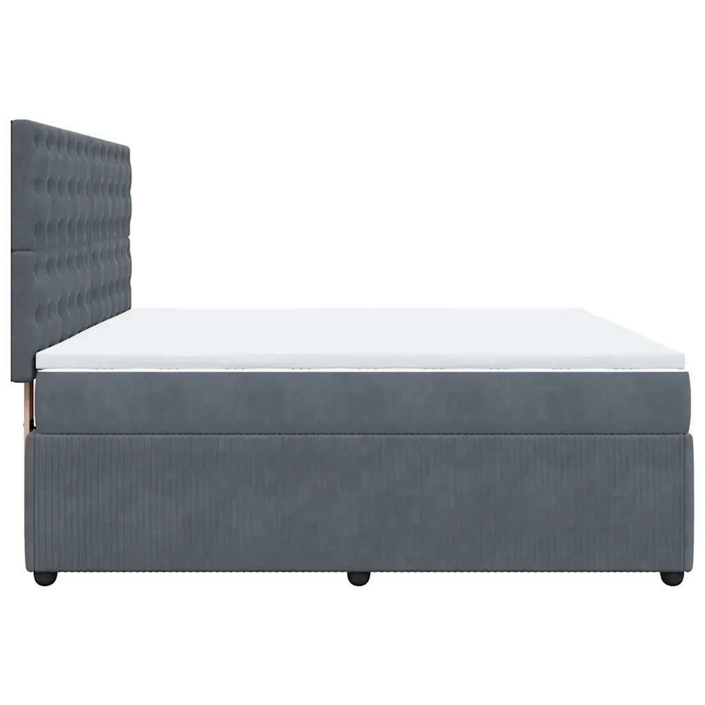 Giroletto a Molle con Materasso Grigio Scuro 180x200 cm Velluto