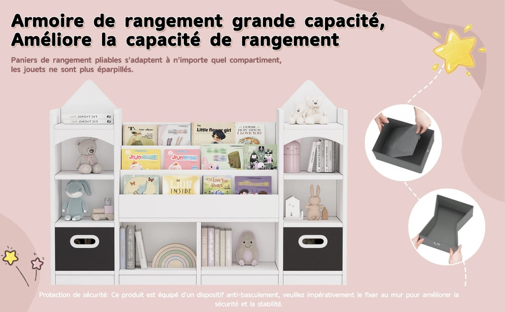 Libreria per bambini con ripiani ¨C Minimal ¨C Bianca in legno multistrato 130x30x90cm