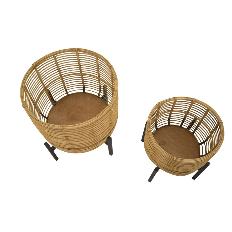 Porta Vasi Rattan Coppia cm ø 41x47-33x39