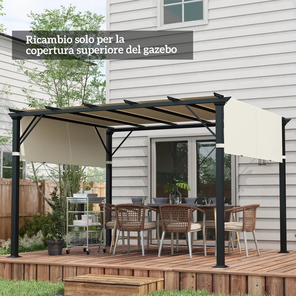 Copertura per Gazebo Pergola 488x122 cm con Tasche e Cinghie in Poliestere Bianco Crema