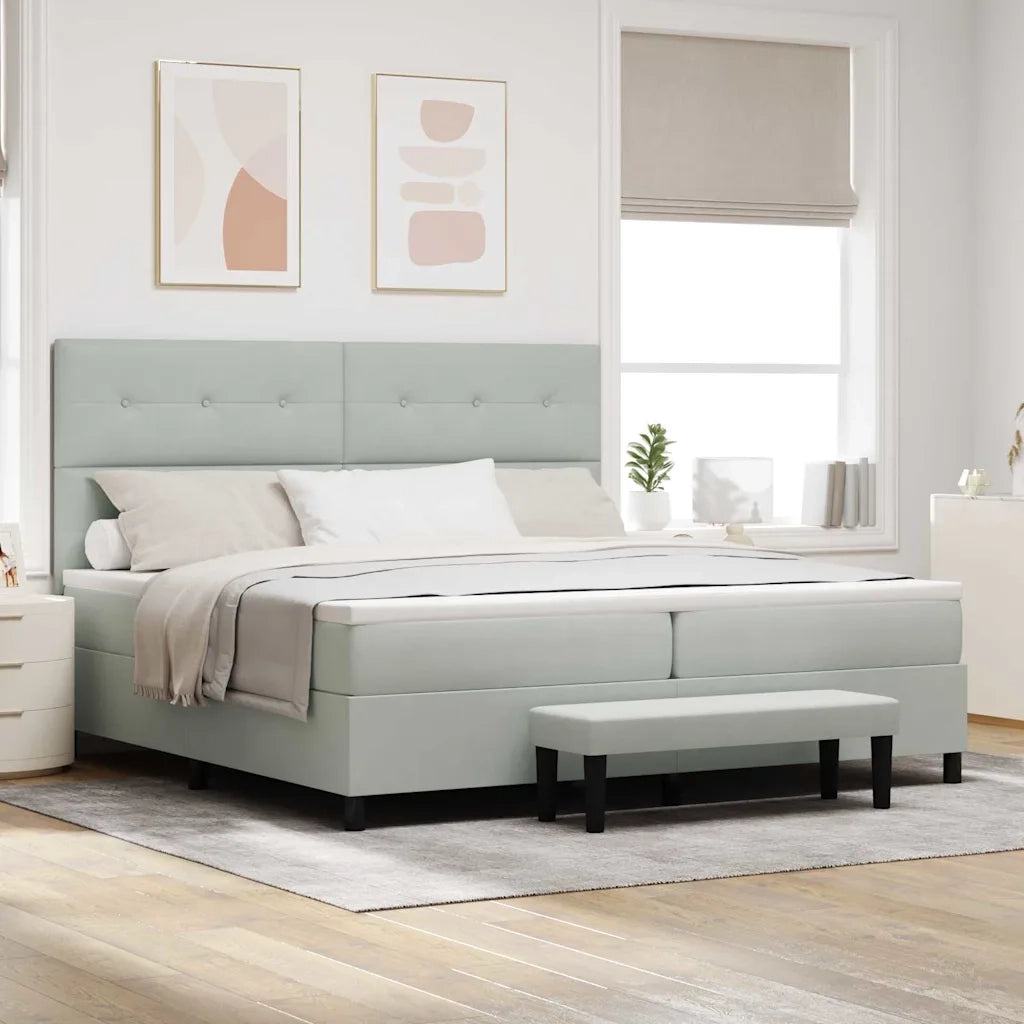 Letto a molle con materasso Grigio chiaro 200 x 200 cm Velluto