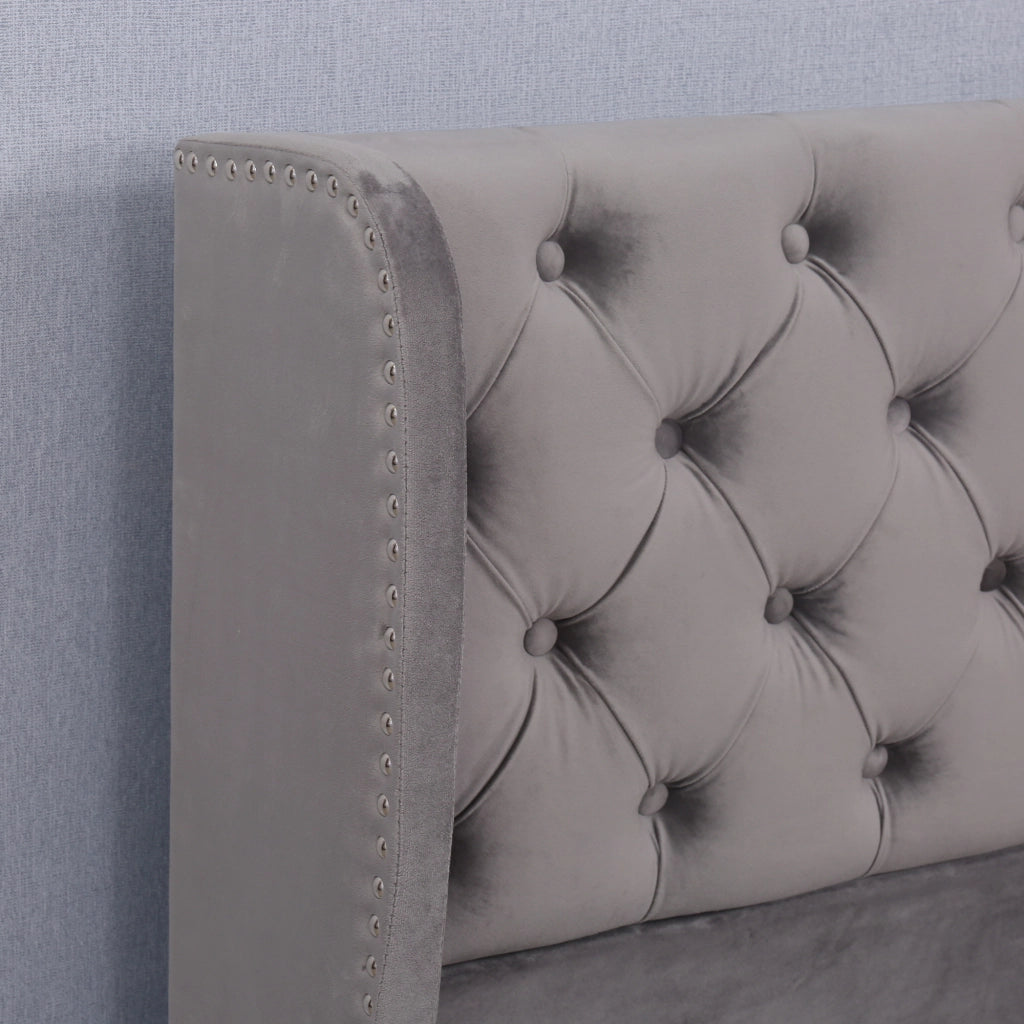 Letto Contenitore Matrimoniale 180x200 cm con Testiera Capitonné e Velluto