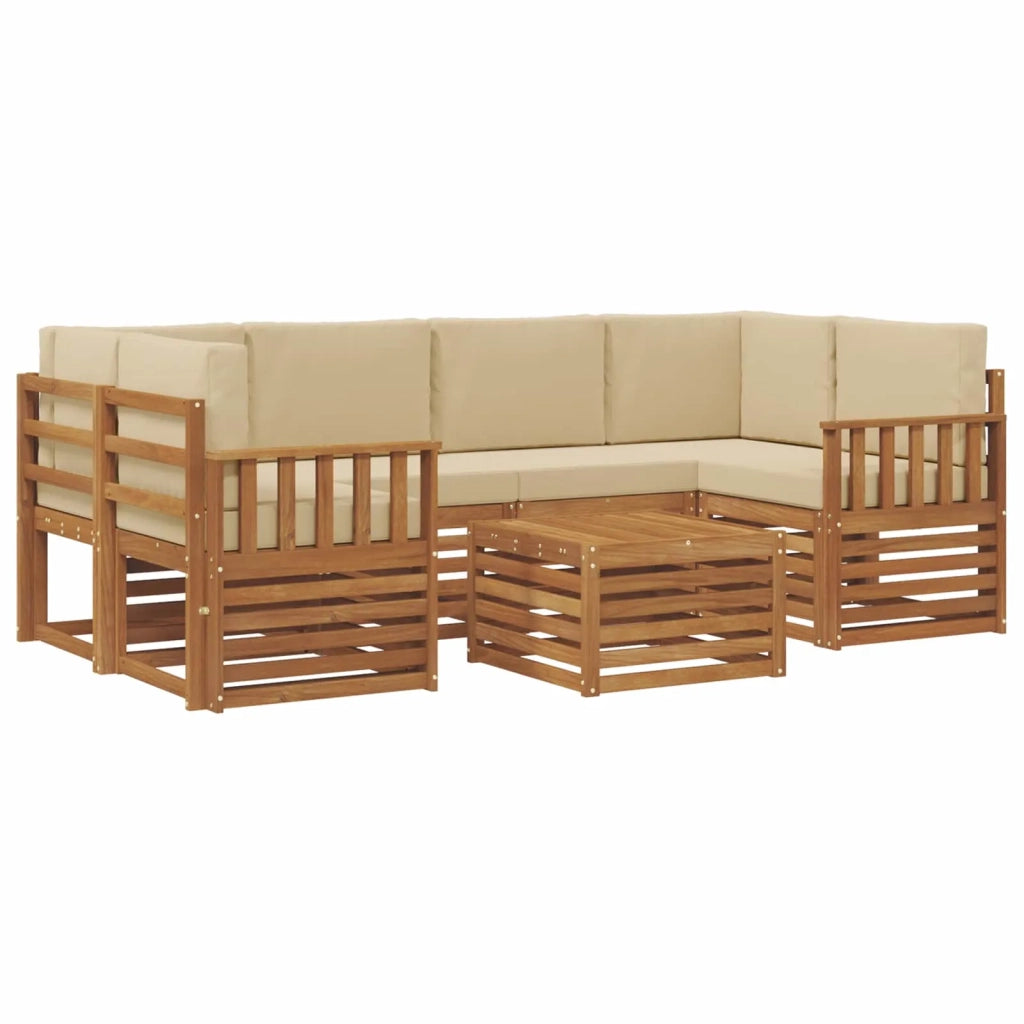 Set di divani da esterno con cuscino 7 pcs Naturale e Beige 3374443
