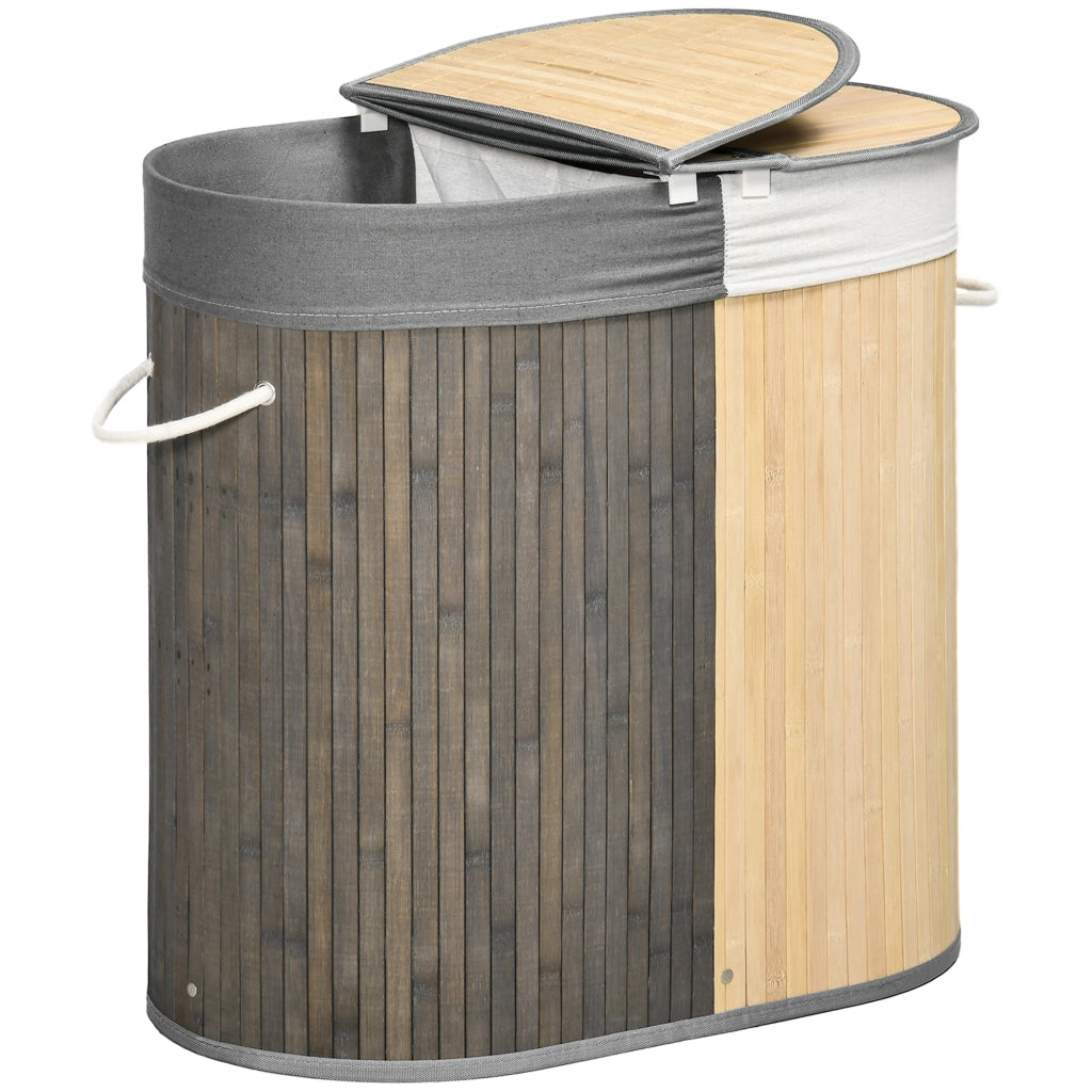 Cestino per bucato in bamb¨´ 100L ¨C zephmum ¨C grigio 62.5x37x60.5 cm