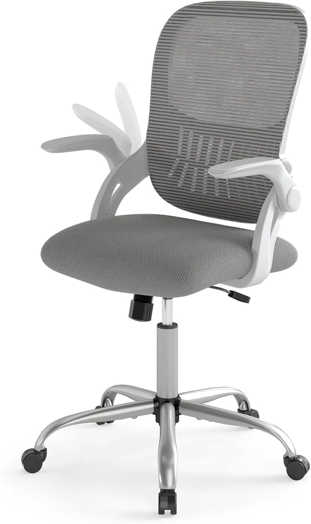 Sedia da ufficio in rete traspirante, sedia da scrivania ergonomica con altezza regolabile, braccioli pieghevoli, Cadeira girevole a 360° con ruote universali, carico 136 kg