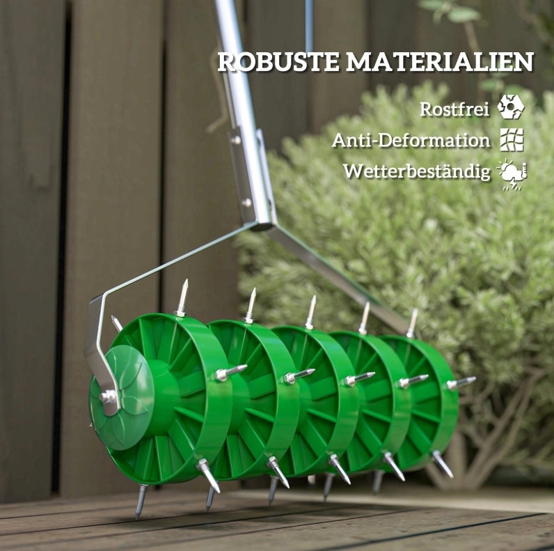 Aeratore manuale per prato verde con 30 punte