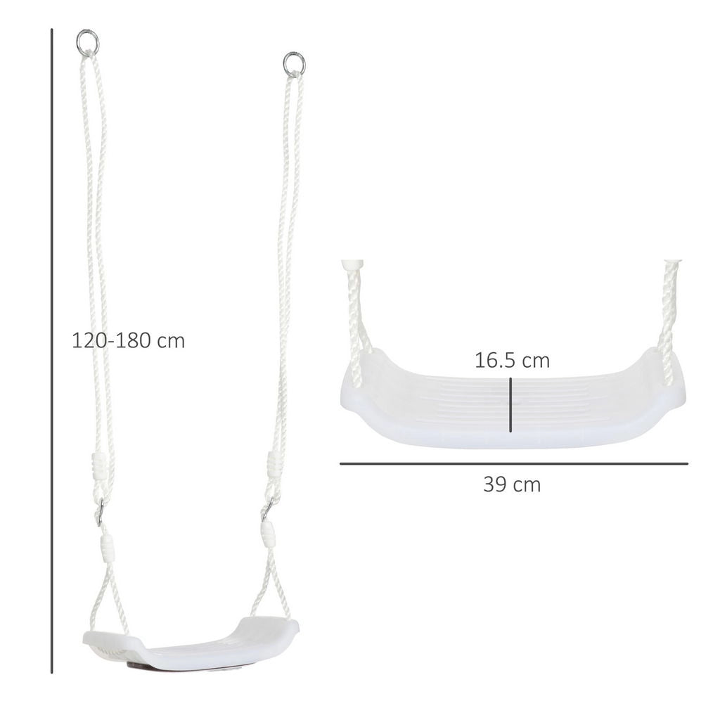 ALTALENA PER BAMBINI 9-36 MESI IN PP E PE CON CORDA REGOLABILE E LUCI LED, 39X16.5X120-180 CM, BIANCO