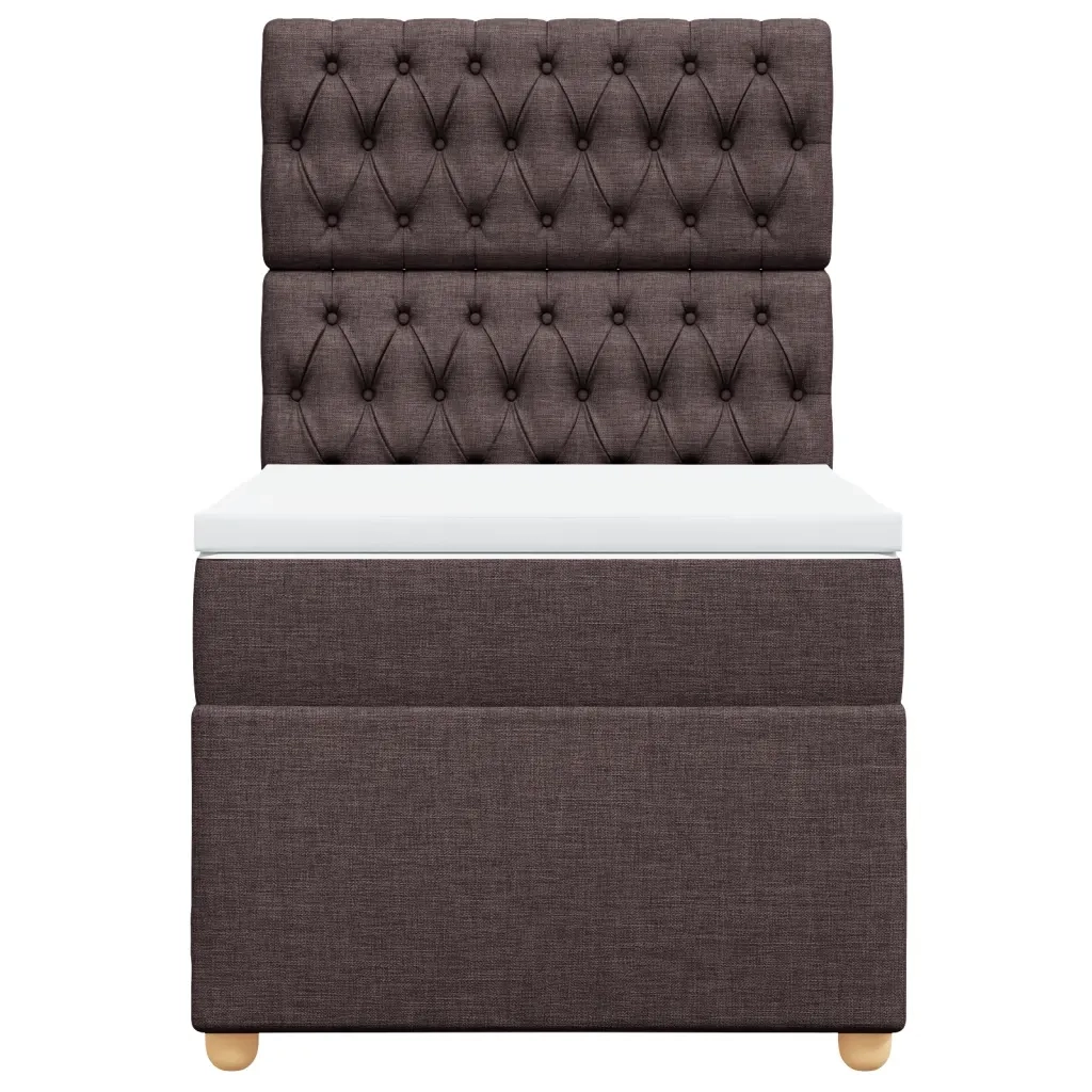 Giroletto a Molle con Materasso Marrone Scuro 90x200 cm Tessuto