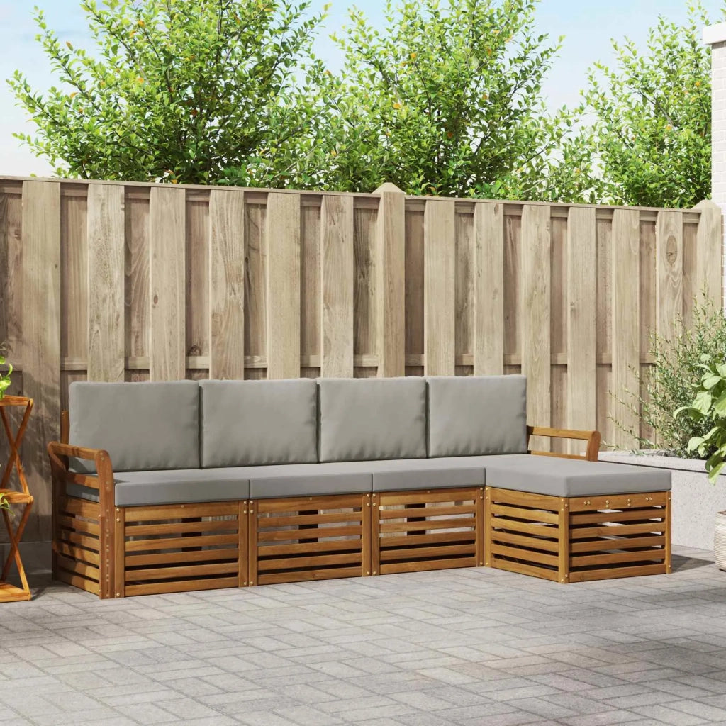 Set divani con cuscino 5 pcs Grigio Naturale e Chiaro 3374651