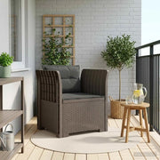 Sedia da giardino-Poltrona a 1 Posto con Cuscini Aspetto Rattan PP Grigio Chiaro 842489