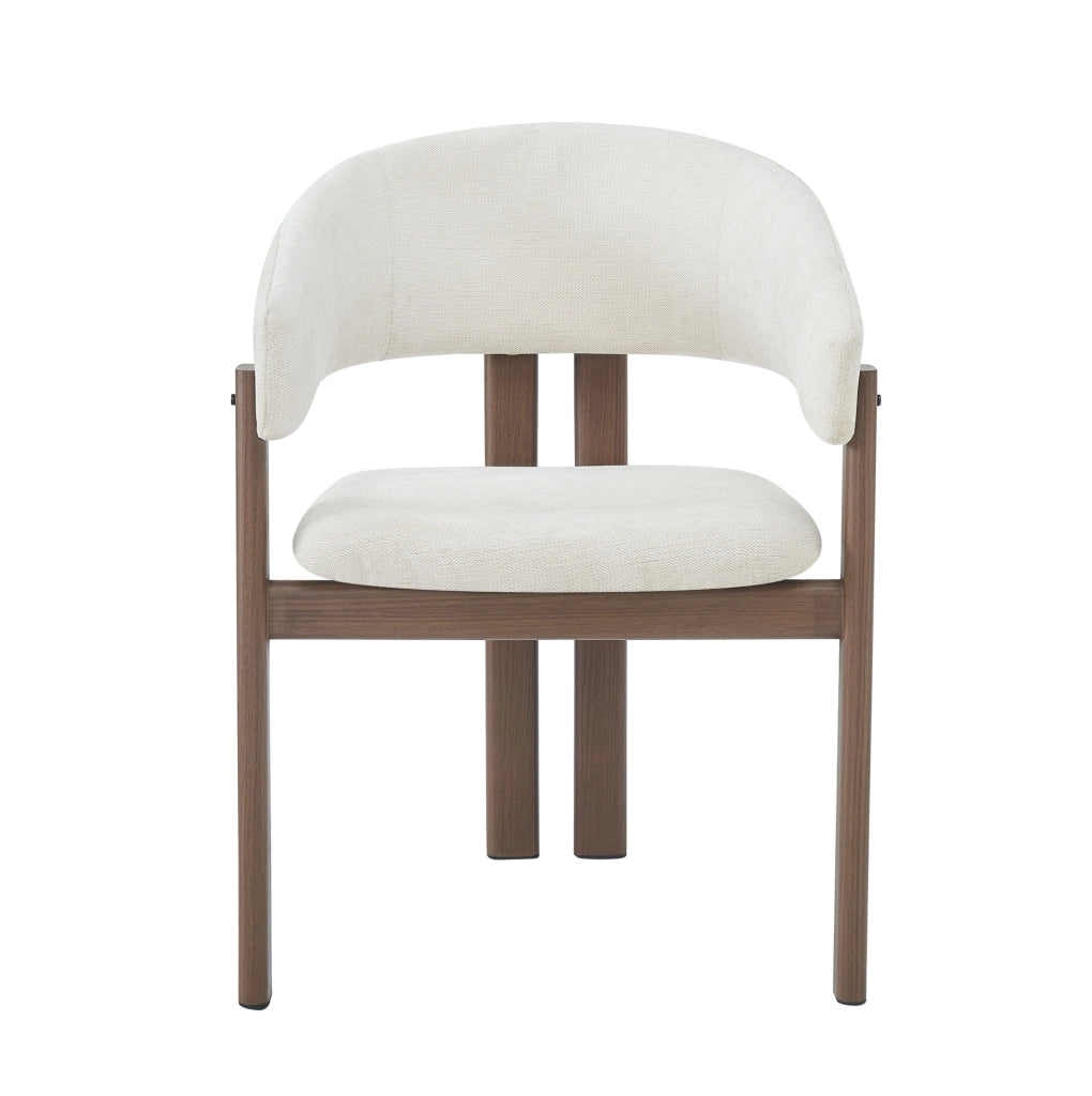 Set di 2 sedie da pranzo in lino beige effetto noce