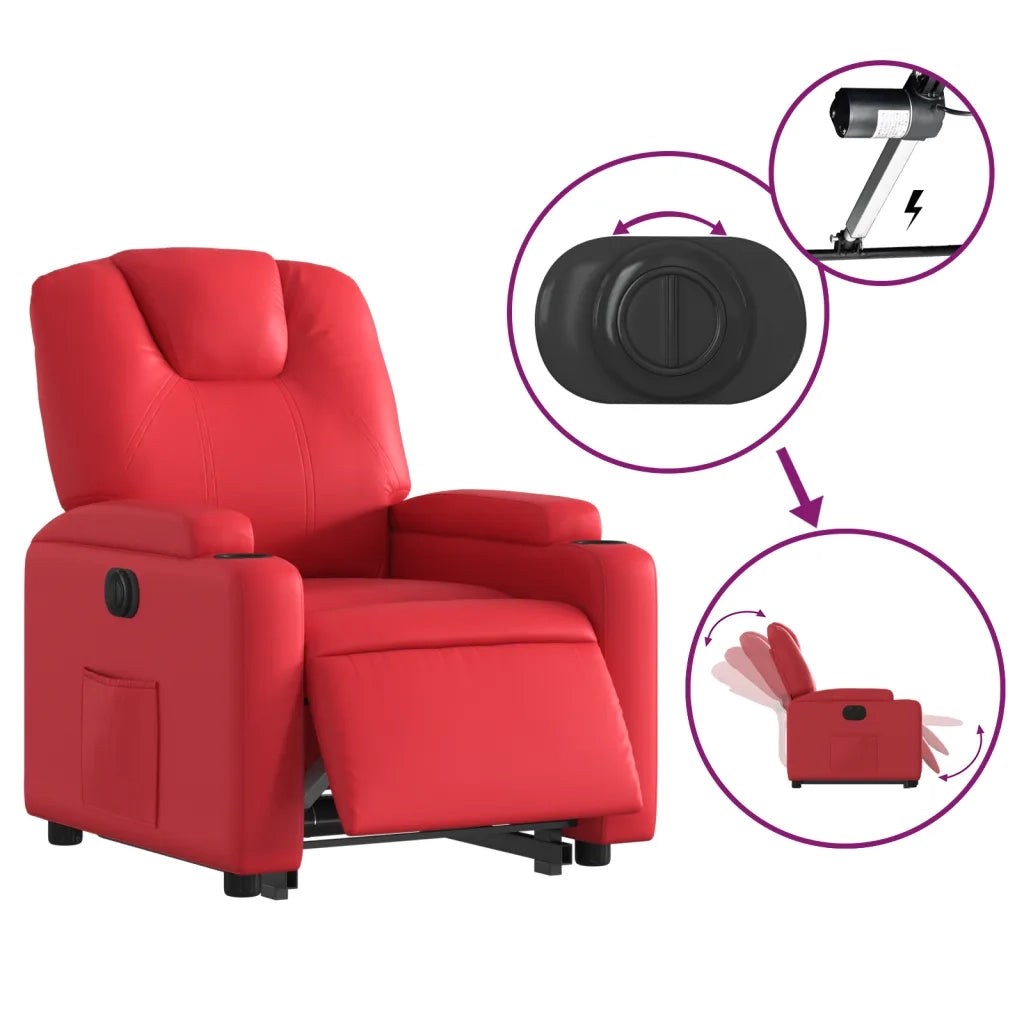 Poltrona Alzapersona Reclinabile Elettrica Rossa in Similpelle 3204449