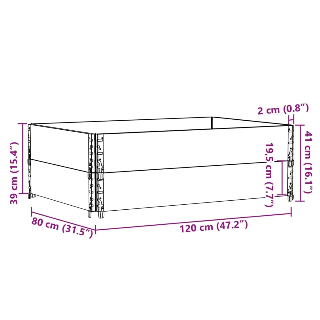 Vassoio per fioriera aiuola rialzata piante fiori terrazza giardino 120 x 80 cm legno massello di pino grigio 02_0037407