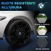Macchina Elettrica per Bambini a Licenza BMW M4 con Telecomando, Clacson e Fari, 108x69.5x51 cm, Bianca