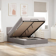 Pouf Letto con Materasso e LED Tortora 140x200 cm in Tessuto