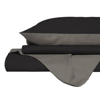 Copripiumino Piazza E Mezza con Sacco e Federe in Tinta Unita Double Face Linea Zoe Cioccolato e Sabbia