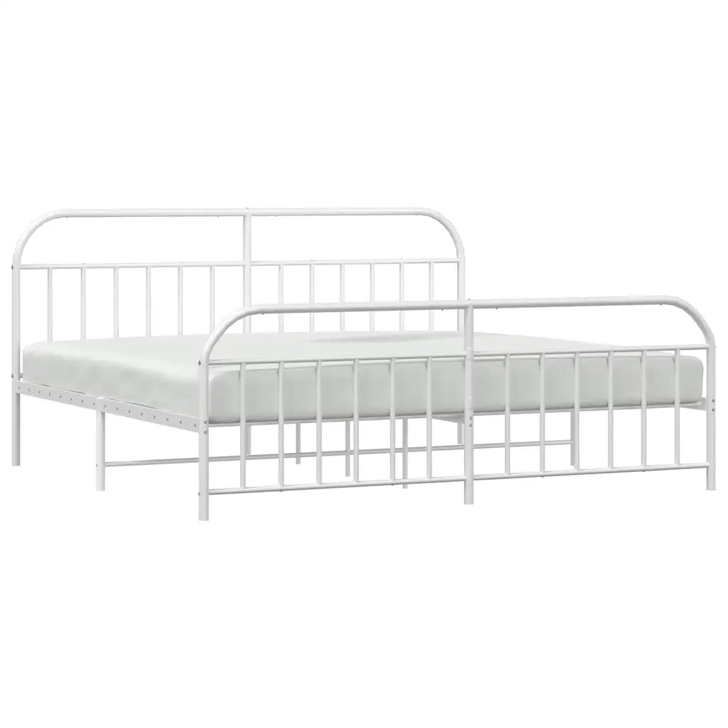 Giroletto con Testiera e Pediera Metallo Bianco 193x203 cm 353708
