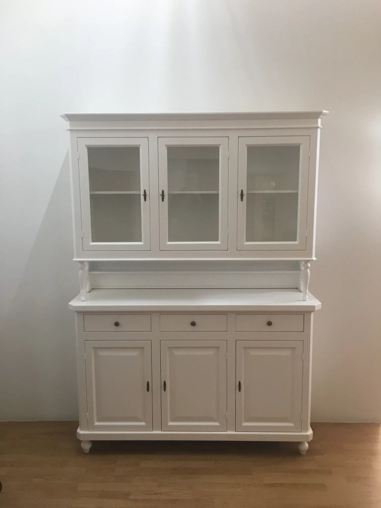 Cristalliera arte povera 3 ante in legno shabby bianco 150x43x205h (1188) - Mobili 2G
