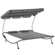 Lettino Matrimoniale 2 Posti Parasole Regolabile da Esterno e Giardino 200x175x134cm Grigio